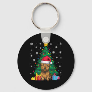 Ugly Sweater Xmas Tree Lights Cairn Terrier Dog Sa Key Ring