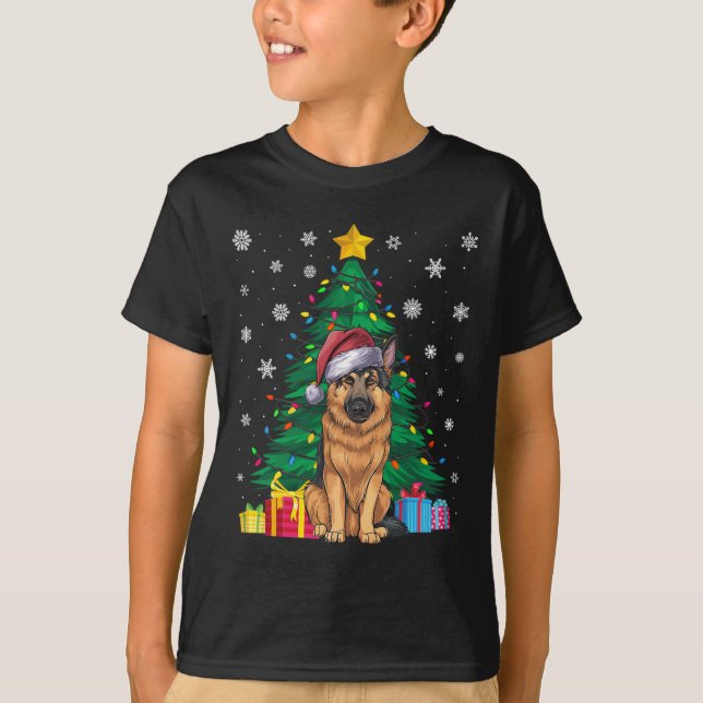 Ugly Sweater Xmas Tree Lights German Shepherd Dog  (Front)