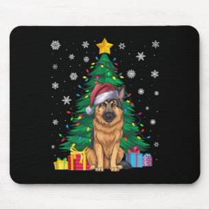 Ugly Sweater Xmas Tree Lights German Shepherd Dog  Mouse Pad