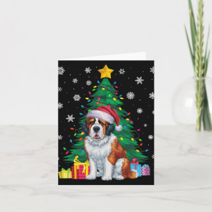 Ugly Sweater Xmas Tree Lights Saint Bernard Dog Sa Card