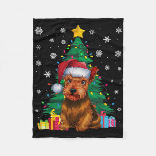 Ugly Sweater Xmas Tree Lights Scottish Terrier Dog Fleece Blanket