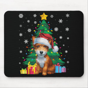 Ugly Sweater Xmas Tree Lights Toy Fox Terrier Dog  Mouse Pad