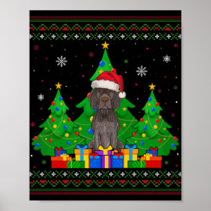 Ugly Sweater Xmas Tree Santa German Shorthaired Po Poster