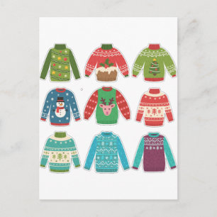 Ugly Sweaters, Christmas, Holiday Postcard