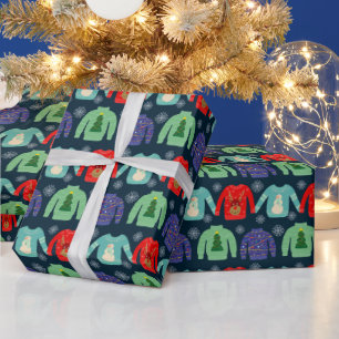 Ugly Sweaters Christmas Illustration Snowflakes  Wrapping Paper