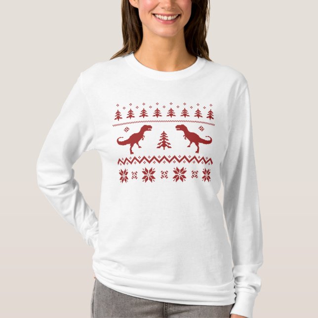 Ugly T-Rex Dinosaur Christmas Sweater (Front)