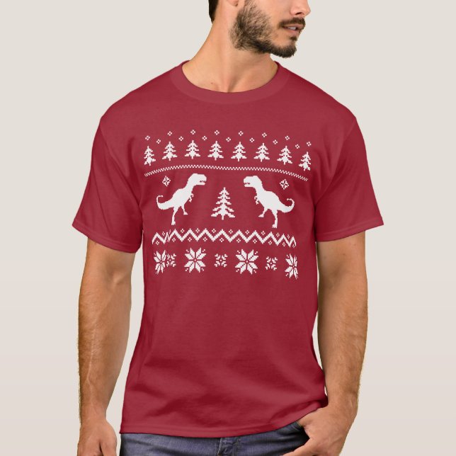 Ugly T-Rex Dinosaur Christmas Sweater (Front)