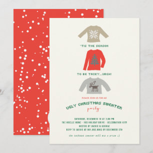 Ugly Tacky Christmas Sweater Retro Holiday Party Invitation