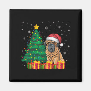 Ugly Tibetan Mastiff Santa Hat Christmas Lights Do Magnet