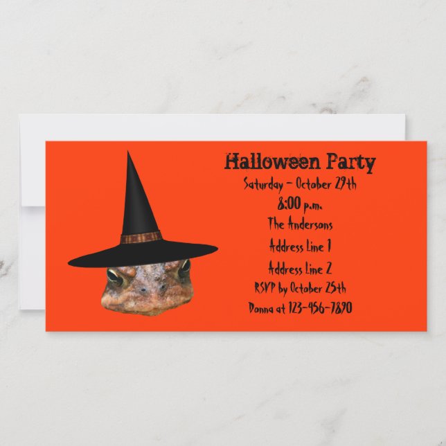 Ugly Toad Face Halloween Party Invite (Front)