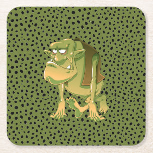 Ugly Troll Square Paper Coaster