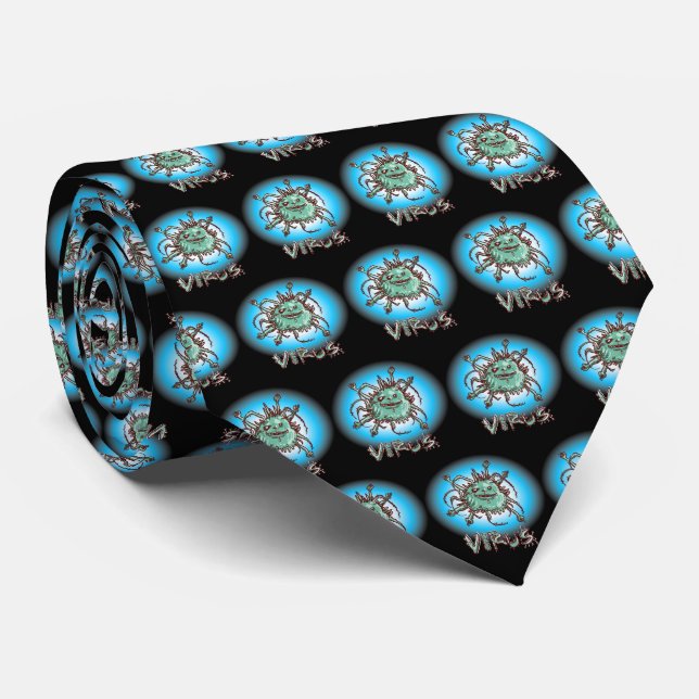ugly virus funny cartoon tie (Rolled)