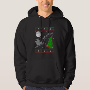 Ugly Vizsla Dog Xmas Lighting Tree Santa Riding Vi Hoodie