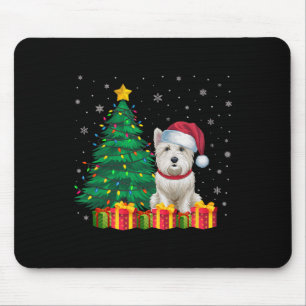 Ugly Westie Santa Hat Christmas Lights Dog Lover X Mouse Pad