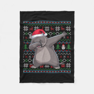 Ugly Wombat Lovers Xmas Sweater Santa Christmas  Fleece Blanket