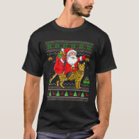 Ugly Xmas Funny Santa Claus Riding Bengal Cat Chri