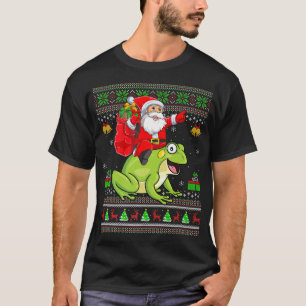 Ugly Xmas Funny Santa Claus Riding Frog Christmas T-Shirt