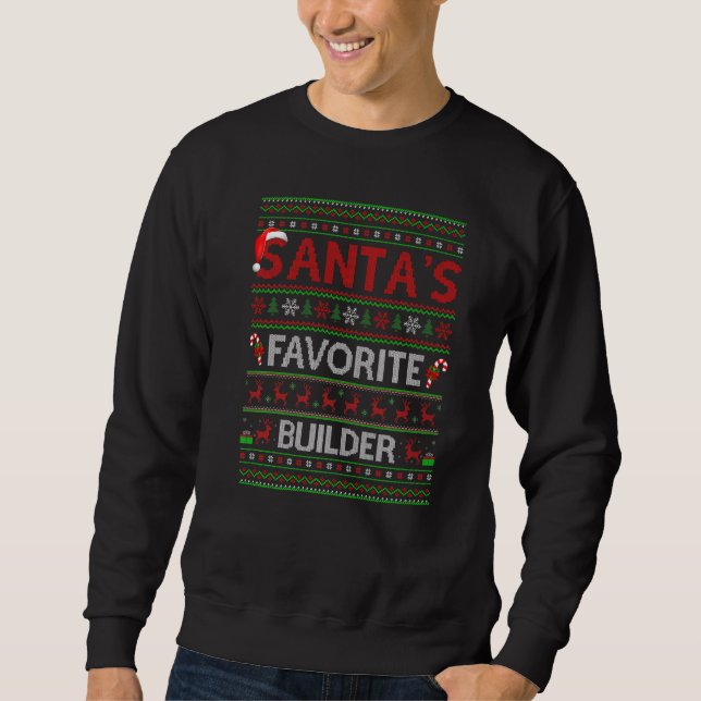 Ugly Xmas Lighting Santa S Favourite Builder Chris Sweatshirt (Front)