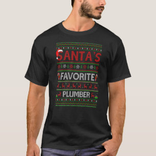 Ugly Xmas Lighting Santa S Favourite Plumber Chris T-Shirt