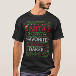 Ugly Xmas Lighting Santa's Favorite Baker Christma T-Shirt