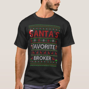 Ugly Xmas Lighting Santa's Favourite Broker Christ T-Shirt