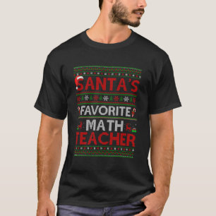 Ugly Xmas Lighting Santa'S Favourite Math Teacher  T-Shirt