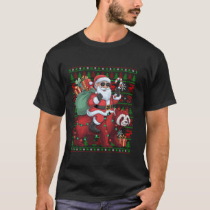 Ugly Xmas Lights Funny Santa Riding Red Panda Chri T-Shirt