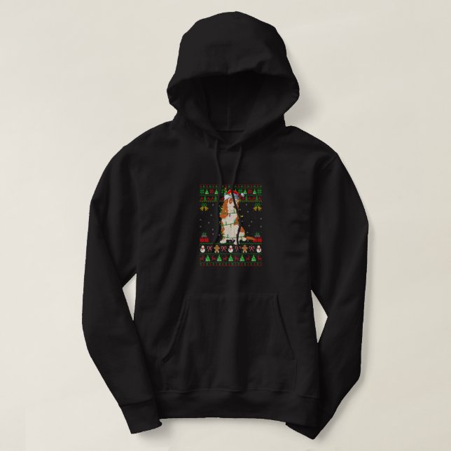 Ugly Xmas Lights Santa Cocker Spaniel Dog Christma Hoodie (Design Front)