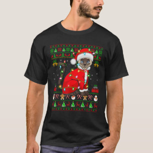 Ugly Xmas Lights Santa Costume Siamese Cat Christm T-Shirt