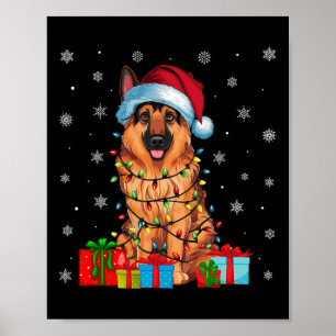 Ugly Xmas Lights Santa Hat German Shepherd Dog Chr Poster