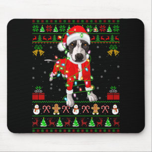 Ugly Xmas Lights Santa Tbull Dog Christmas T Shirt Mouse Pad
