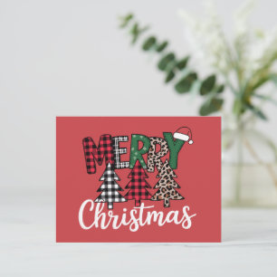 Ugly Xmas Merry and Bright Christmas Tree Santa  Holiday Postcard