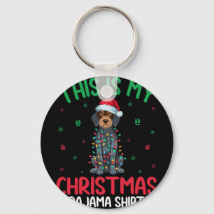 Ugly Xmas Santa German Wirehaired Pointer Dog Chri Key Ring