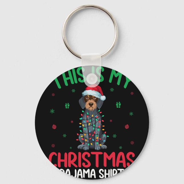 Ugly Xmas Santa German Wirehaired Pointer Dog Chri Key Ring (Front)