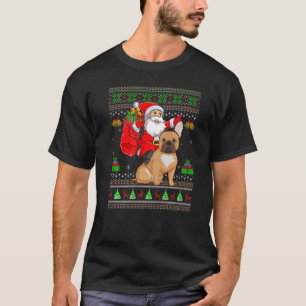 Ugly Xmas Santa Riding French Bulldog Christmas T-Shirt