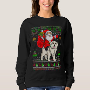 Ugly Xmas Santa Riding Great Pyrenees Dog Christma Sweatshirt