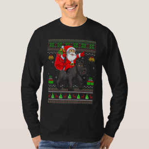 Ugly Xmas Santa Riding Schnauzer Dog Christmas T-Shirt