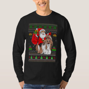 Ugly Xmas Santa Riding Shih Tzu Dog Christmas T-Shirt