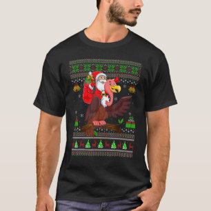 Ugly Xmas Santa Riding Vulture Bird Christmas T-Shirt