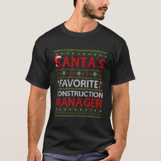 Ugly Xmas Santa'S Favourite Construction Manager C T-Shirt