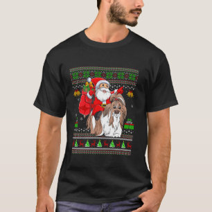 Ugly Xmas Sweater Funny Santa Riding Shih Tzu Dog