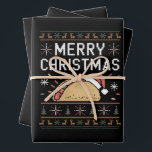 Ugly Xmas Sweater Lights Santa Taco Christmas Wrapping Paper Sheet<br><div class="desc">Ugly Xmas Sweater Style Lights Santa Taco Christmas</div>