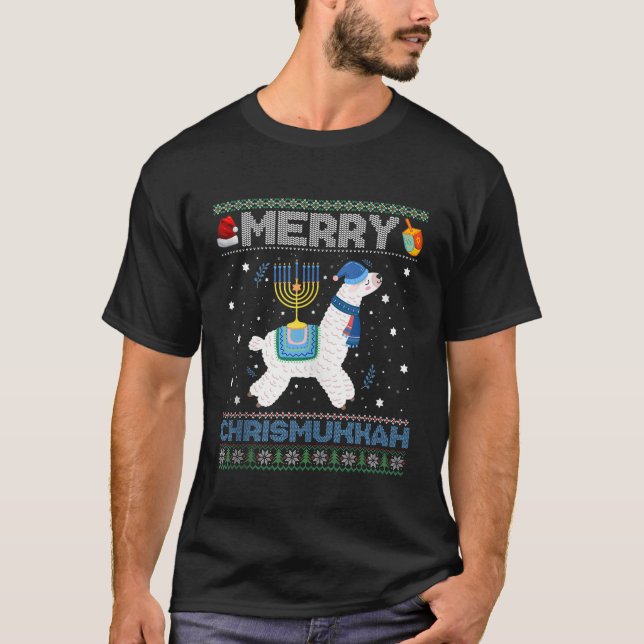 Ugly Xmas Sweater Merry Chrismukkah Cute Llama In  (Front)