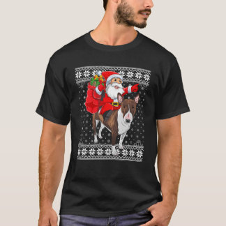 Ugly Xmas Sweater Santa Riding Bull Terrier Dog Ch
