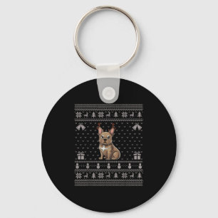 Ugly Xmas Sweater Style Frenchie Dog Reindeer Chri Key Ring