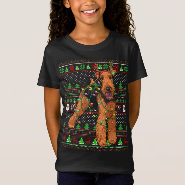 Ugly Xmas Sweater Style Funny Airedale Terrier Dog (Front)