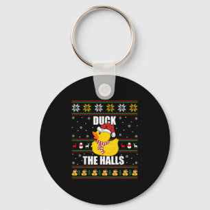 Ugly Xmas Sweater Style Funny Rubber Duck Christma Key Ring