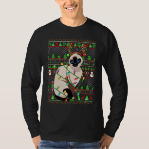 Ugly Xmas Sweater Style Lighting Balinese Cat Chri
