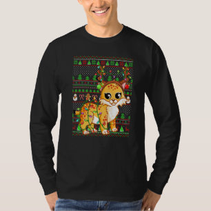 Ugly Xmas Sweater Style Lighting Bobcat Christmas