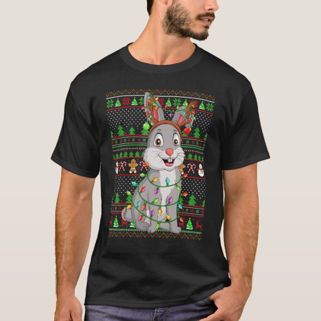 Ugly Xmas Sweater Style Lighting Bunny Christmas (Front)